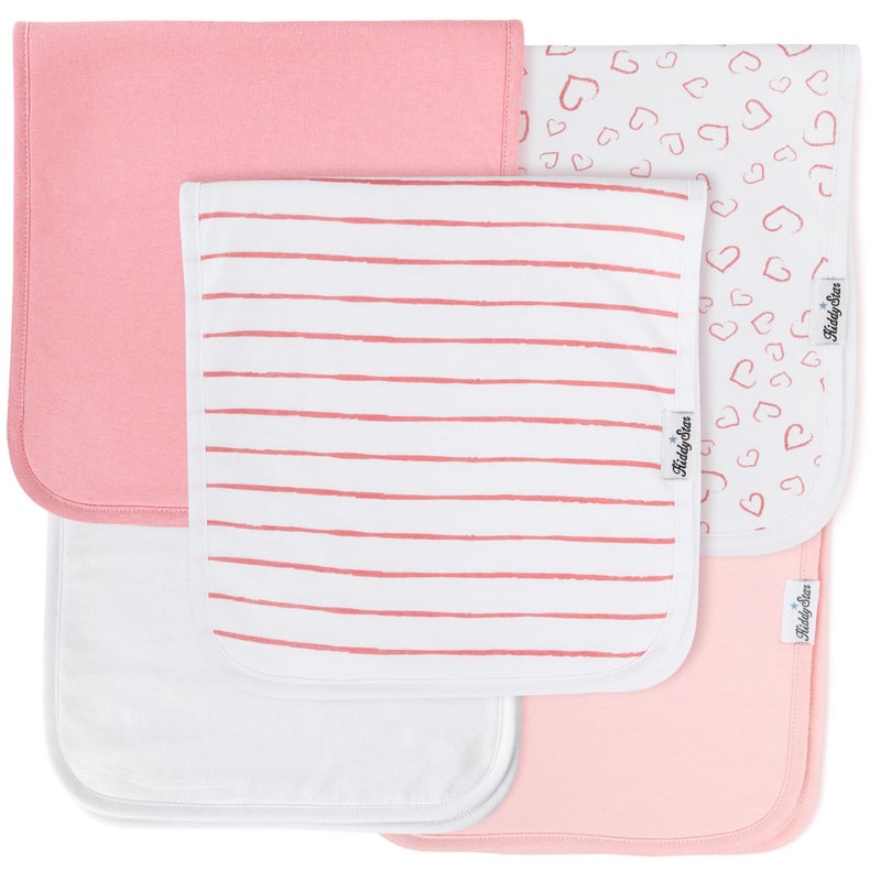 KiddyStar 5-Pack Organic Cotton Burp Cloths - Large, Ultra-Soft 3-Layer Towels for Burping, Shoulder & Hand Use, Highly Absorbent - Image 1